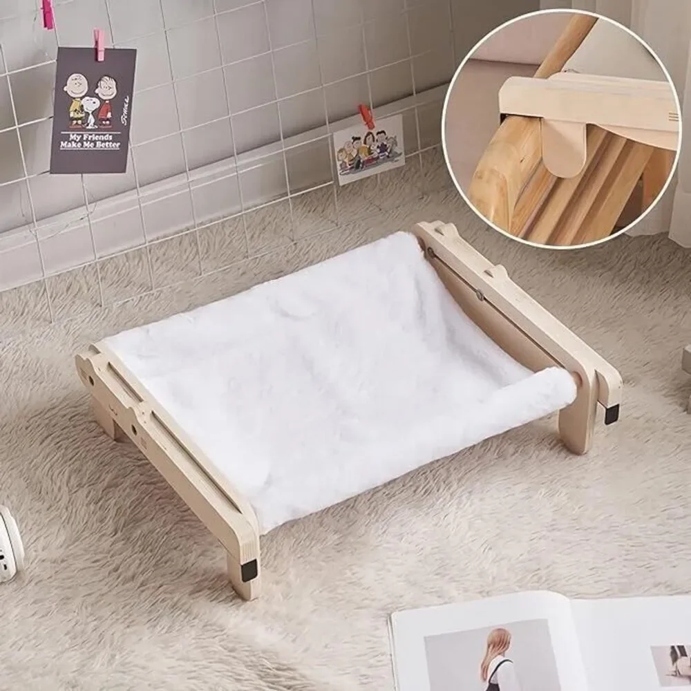 hipipet cat hammock white Wood Frame Blended Fabric Lightweight Kitty Cat Bed